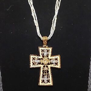 Cross Necklace Gold/Rhinestone